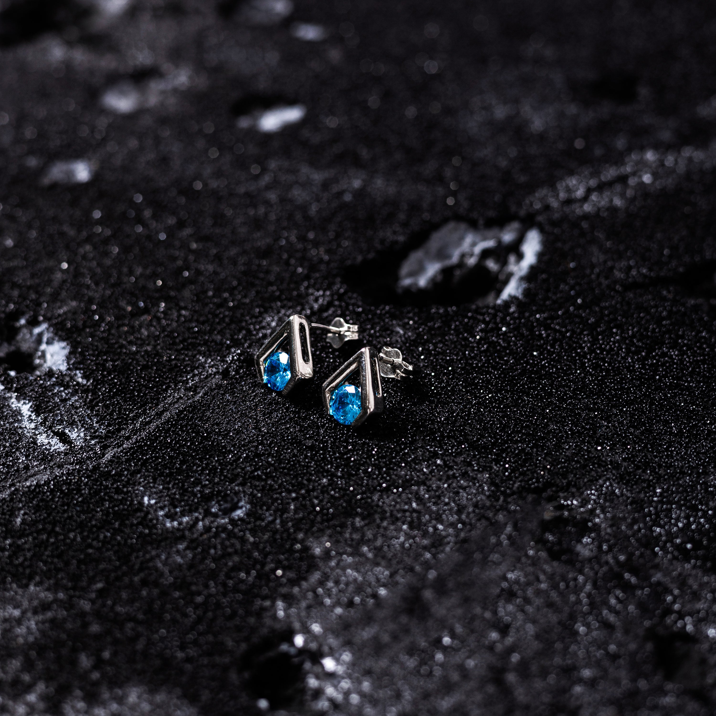 Cool and Classic sterling silver stud earrings with colour zirconium